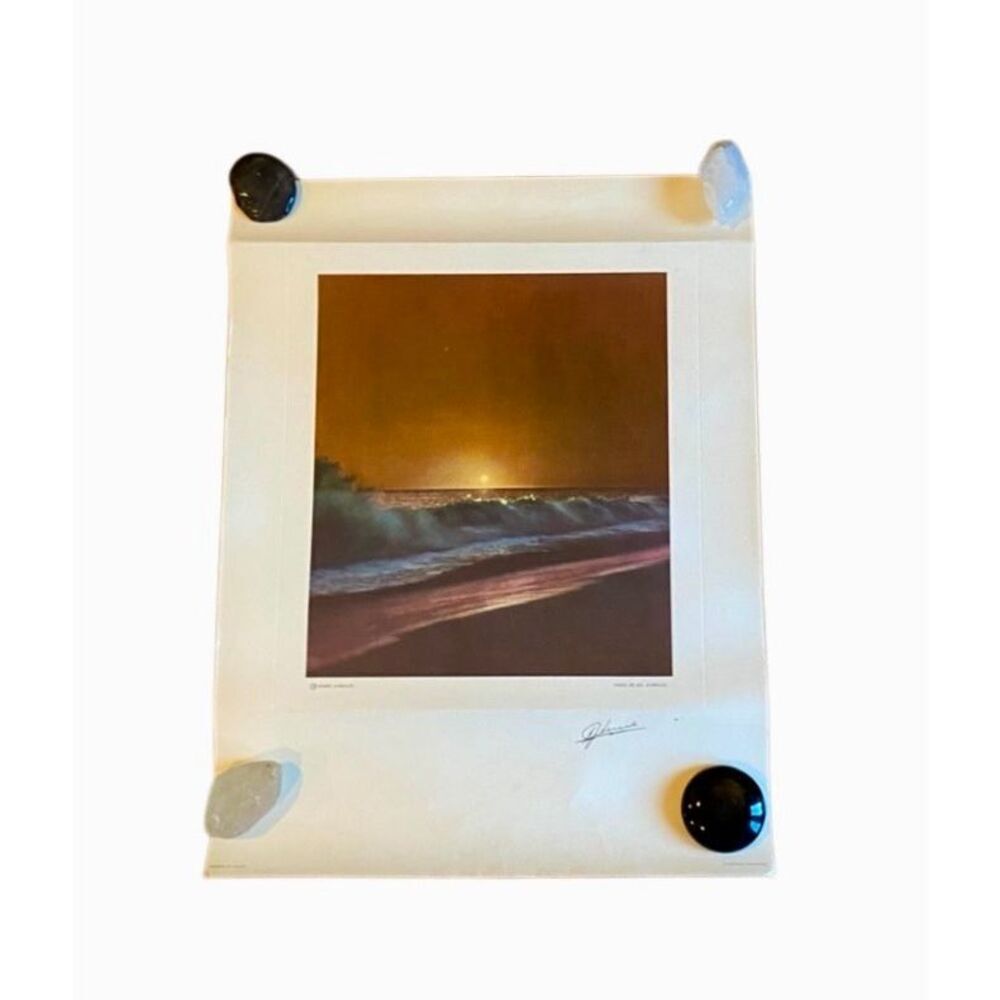 Vintage Mexico Sunset Beach Print, Signed